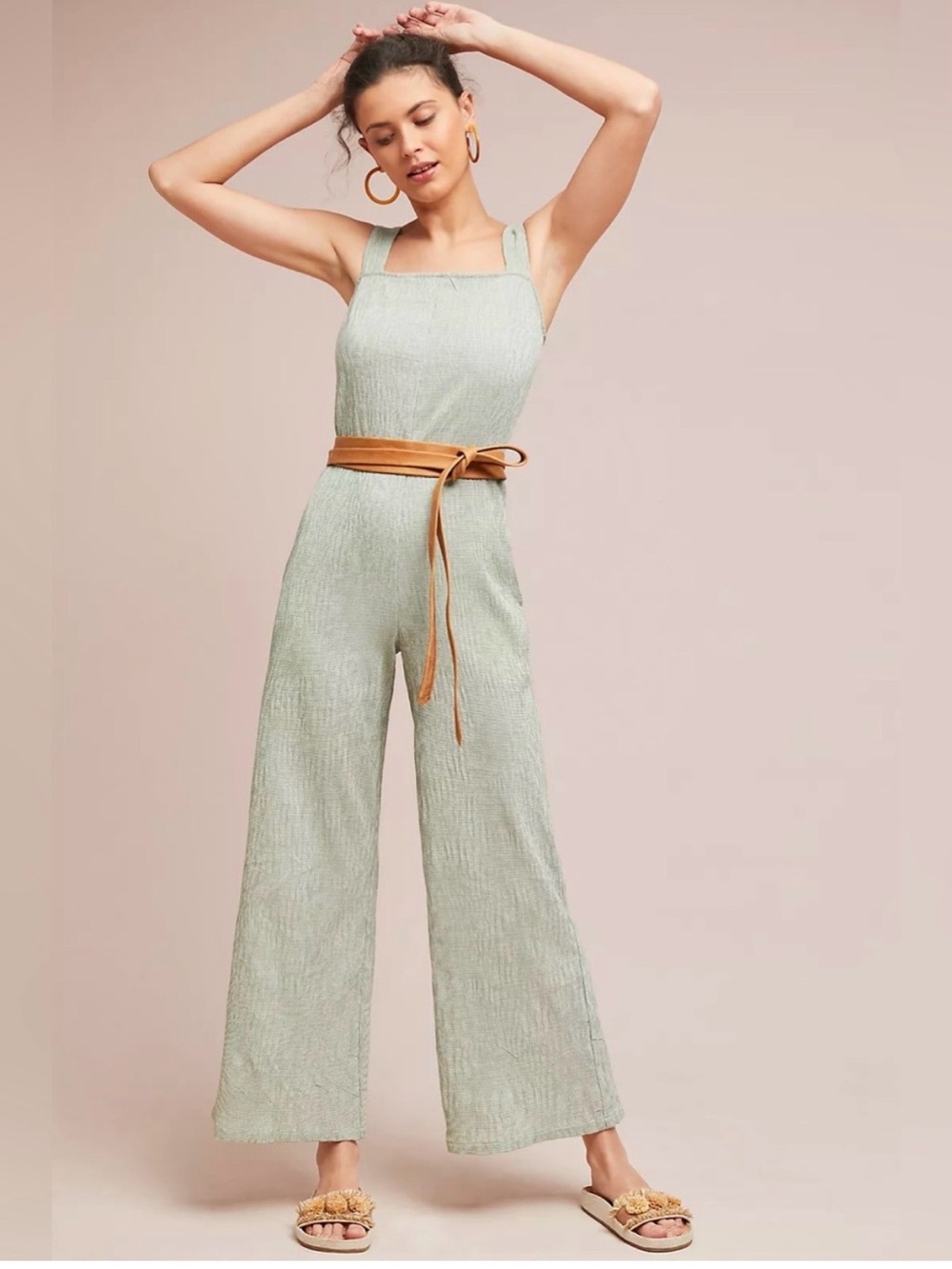 Capulet Harper Sage Green Wide-Leg Jumpsuit with Square Neck